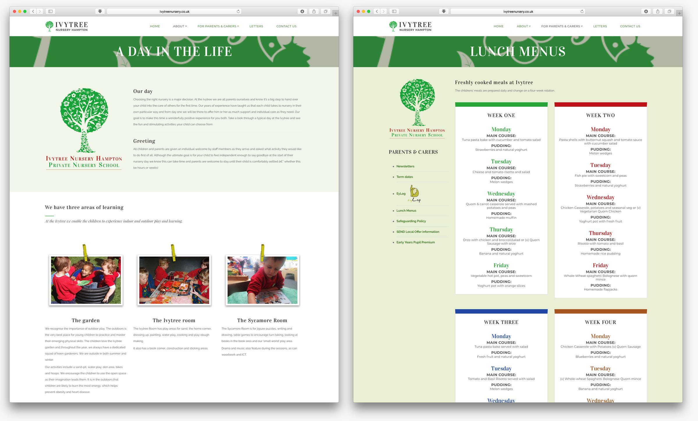Ivytree Nursery website