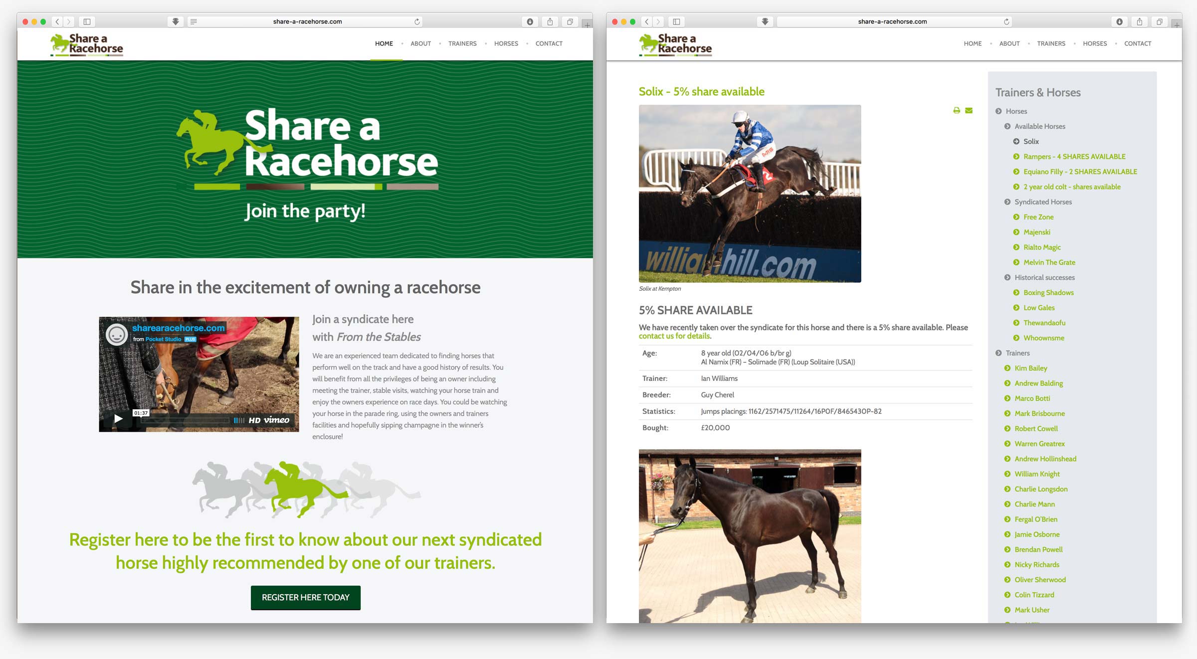 Share a Racehorse website