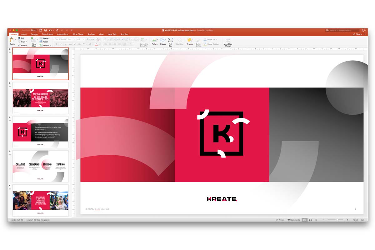 KREATE PowerPoint template and master presentation