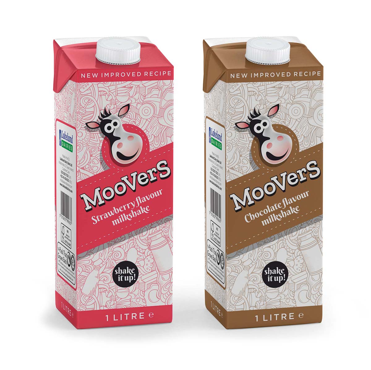 Moovers flavoured milk character and pack design